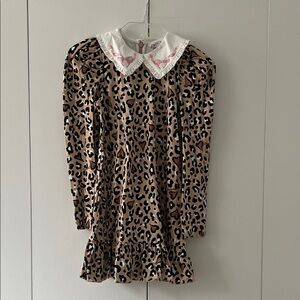 NWT Italy MonnaLisa Leopard Print Dress with BIB Collar size 10